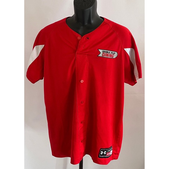 Under Armour Other - Mens Under Amour Authentic Red Double Play Dining Pullover Jersey Med